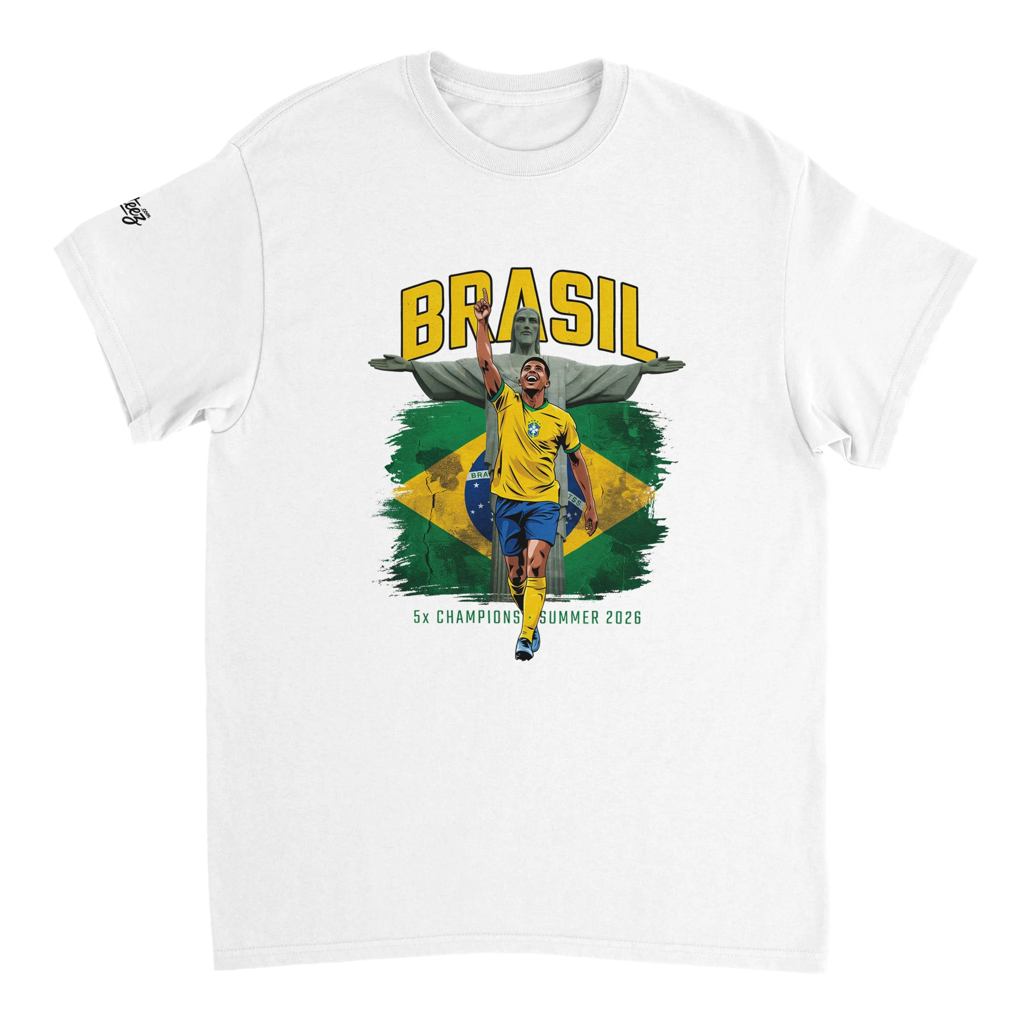 Brazil 5x champions vintage soccer graphic tee - Summer 2026 yellow Seleção design