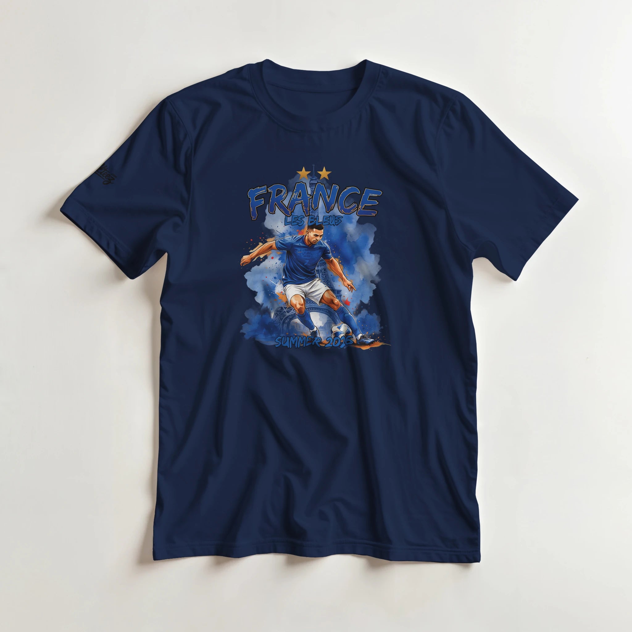 France soccer Les Bleus watercolor graphic tee - blue white red Summer 2026 design