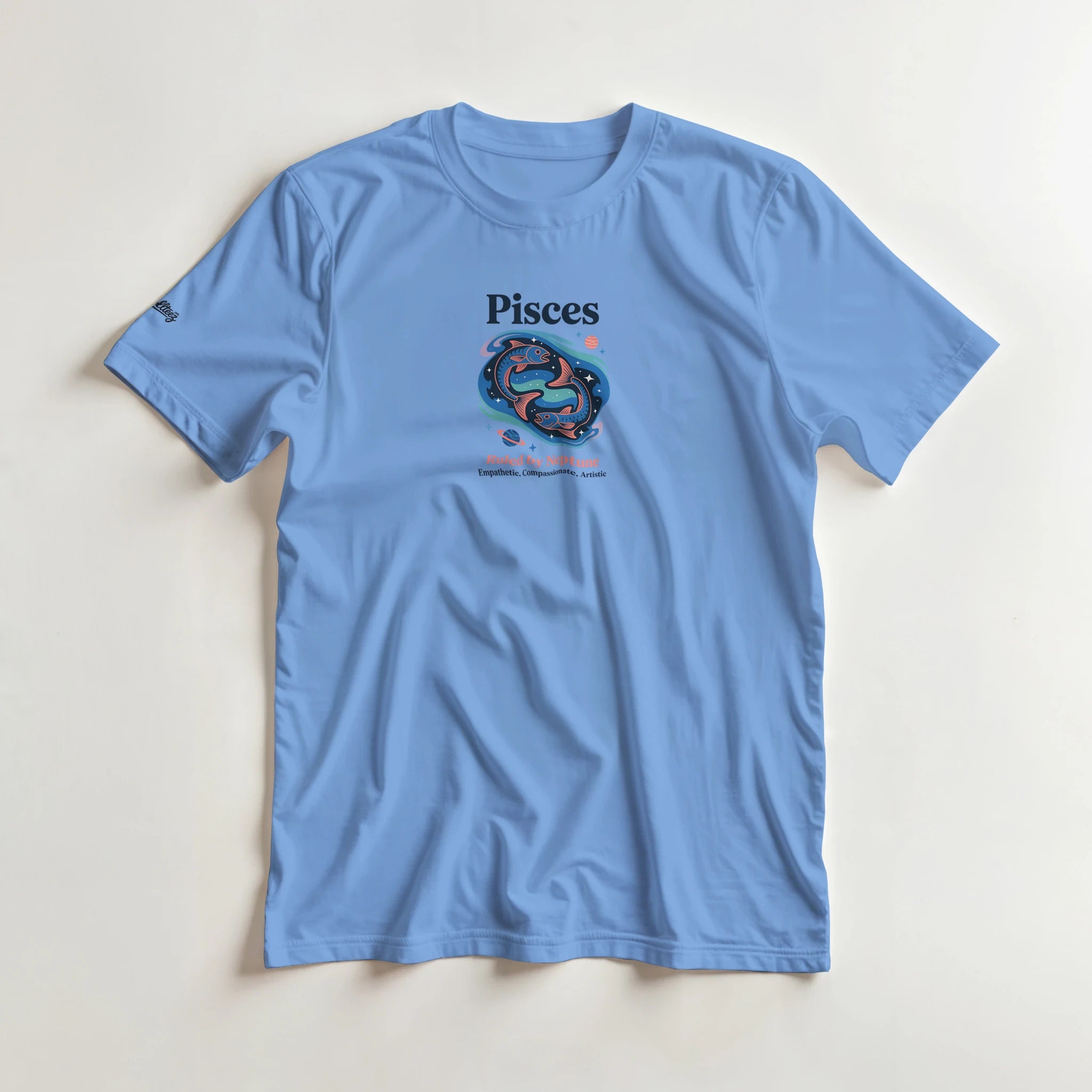 Pisces Zodiac Heavyweight Cotton Mens Astrology Graphic T-Shirt - All Teez