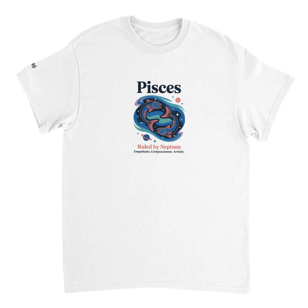Pisces Zodiac Heavyweight Cotton Astrology Graphic T-Shirt - All Teez