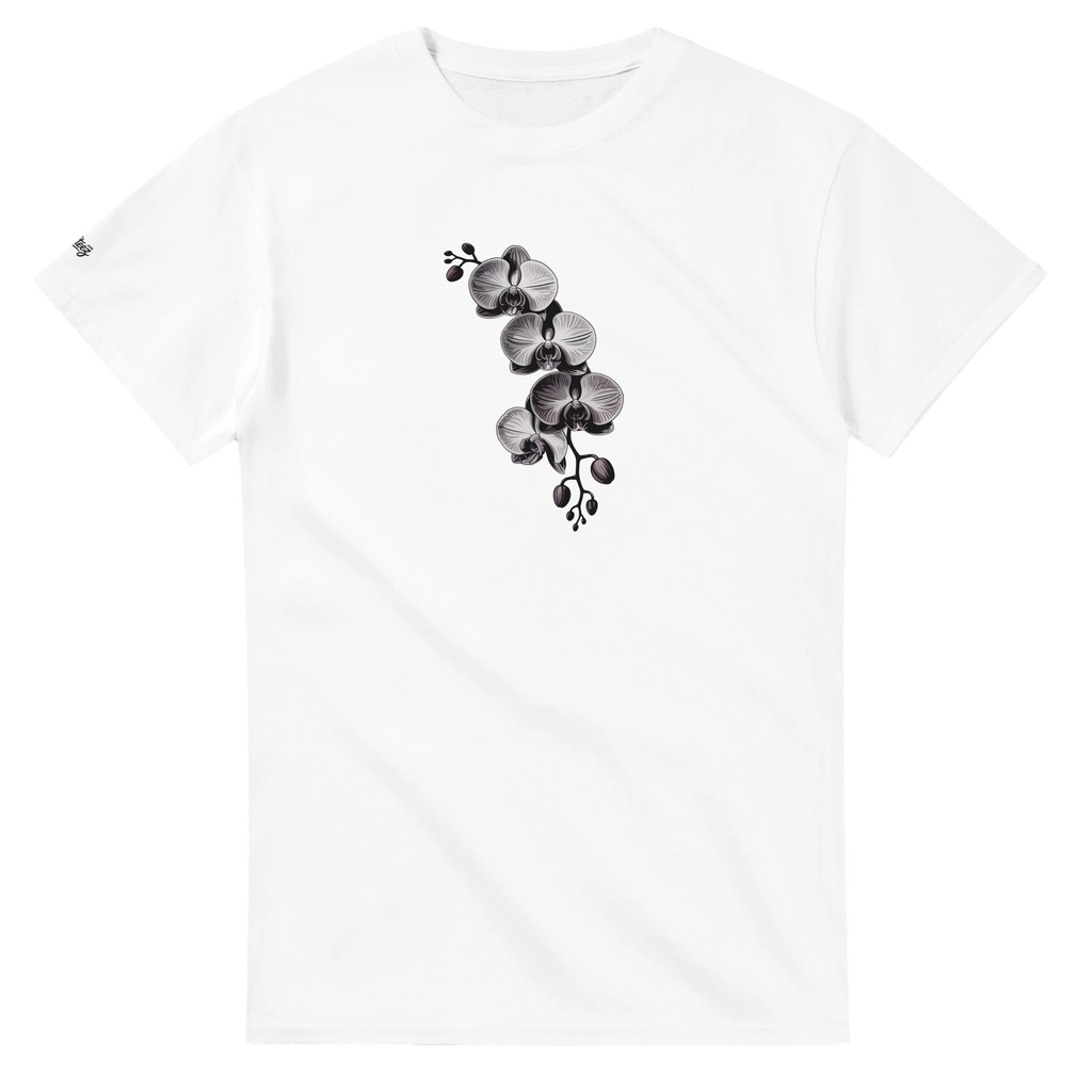 Orchid Floral Print Heavyweight Cotton Premium Crewneck T-Shirt - All Teez