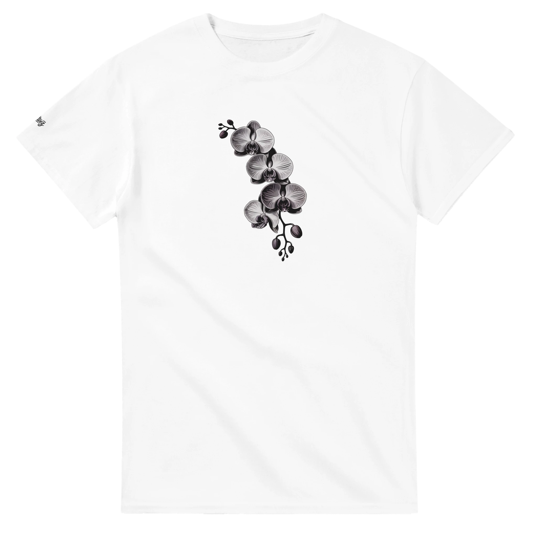 Orchid Floral Print Heavyweight Cotton Premium Crewneck T-Shirt - All Teez