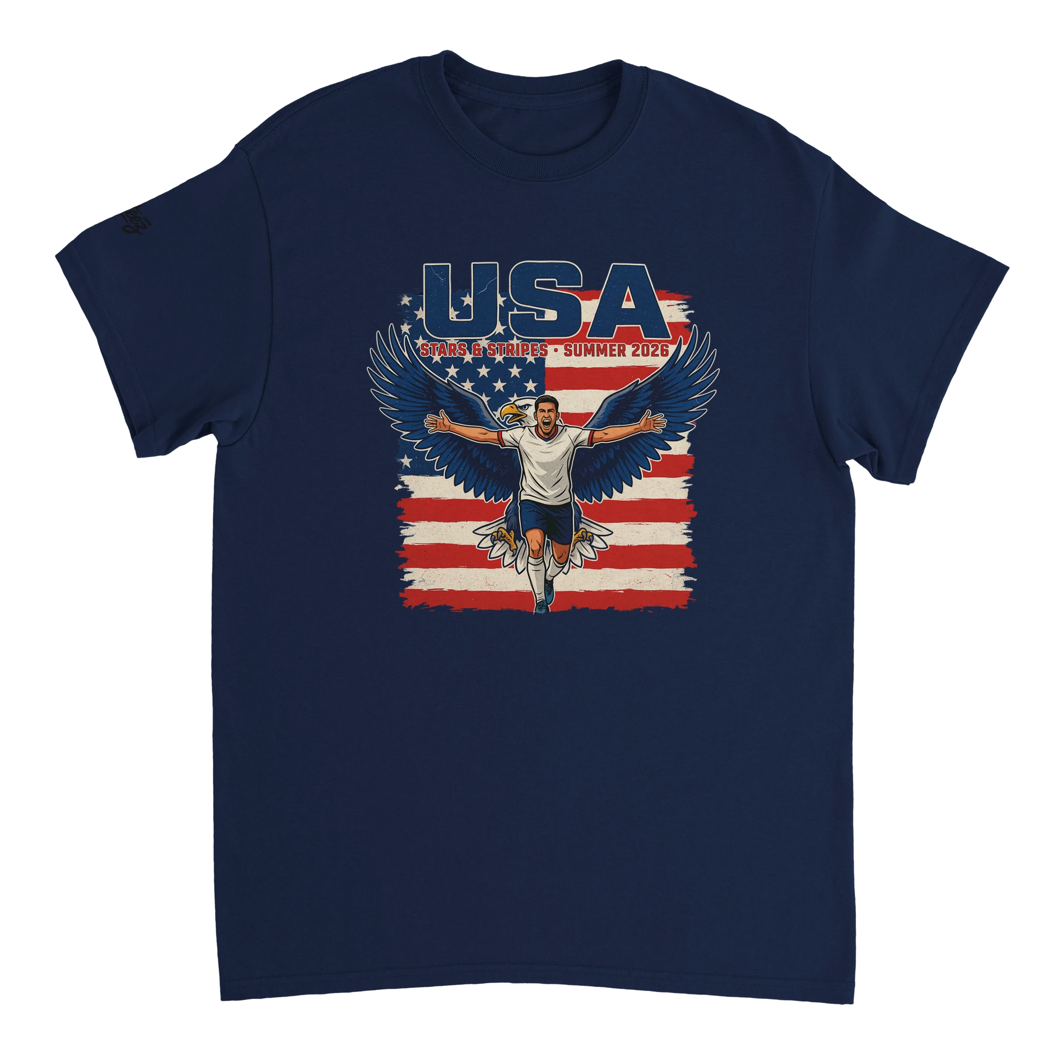 USA soccer Stars & Stripes vintage graphic tee - patriotic red white blue Summer 2026 design