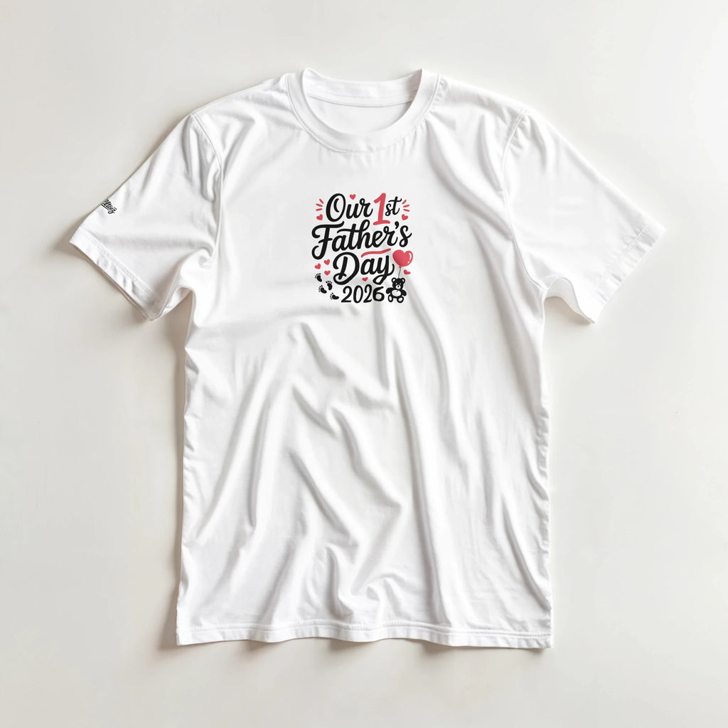 Baby and Me First Fathers Day Graphic T-Shirt Premium Heavyweight - All Teez