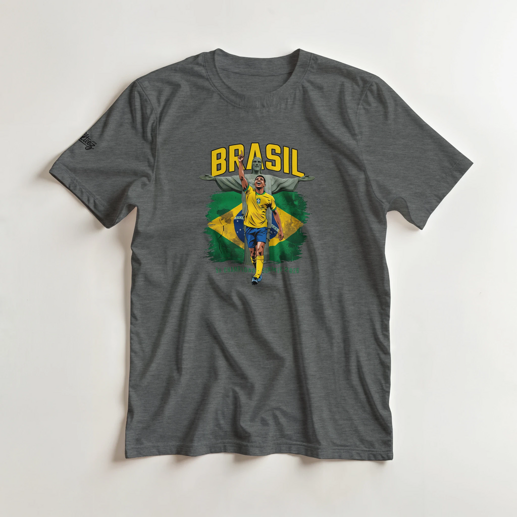 Brazil 5x champions vintage soccer graphic tee - Summer 2026 yellow Seleção design