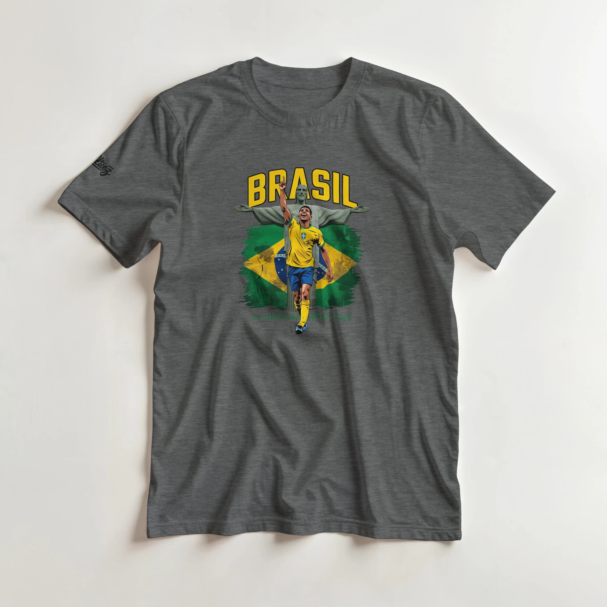 Brazil 5x champions vintage soccer graphic tee - Summer 2026 yellow Seleção design