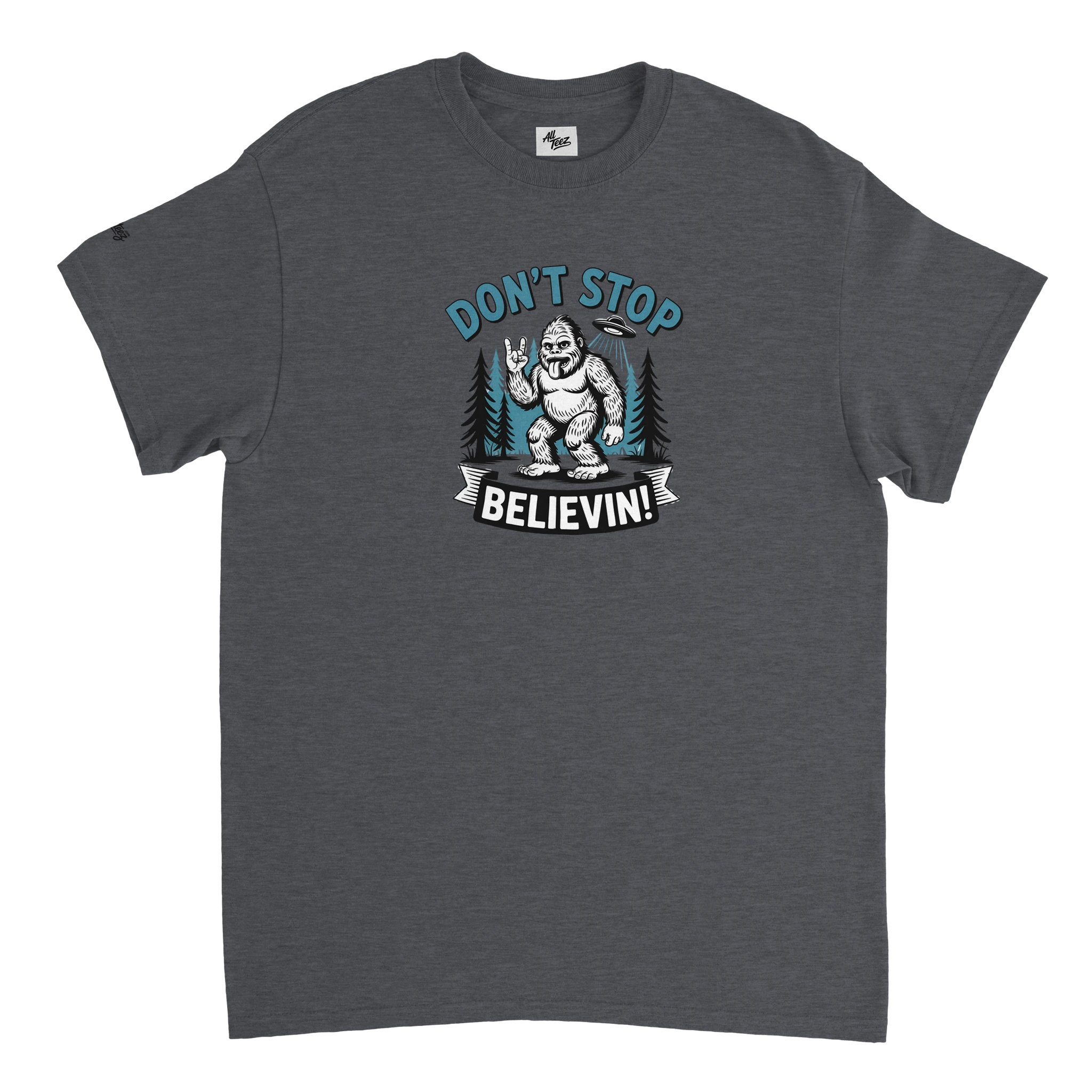Sasquatch UFO T-Shirt size guide - All Teez
