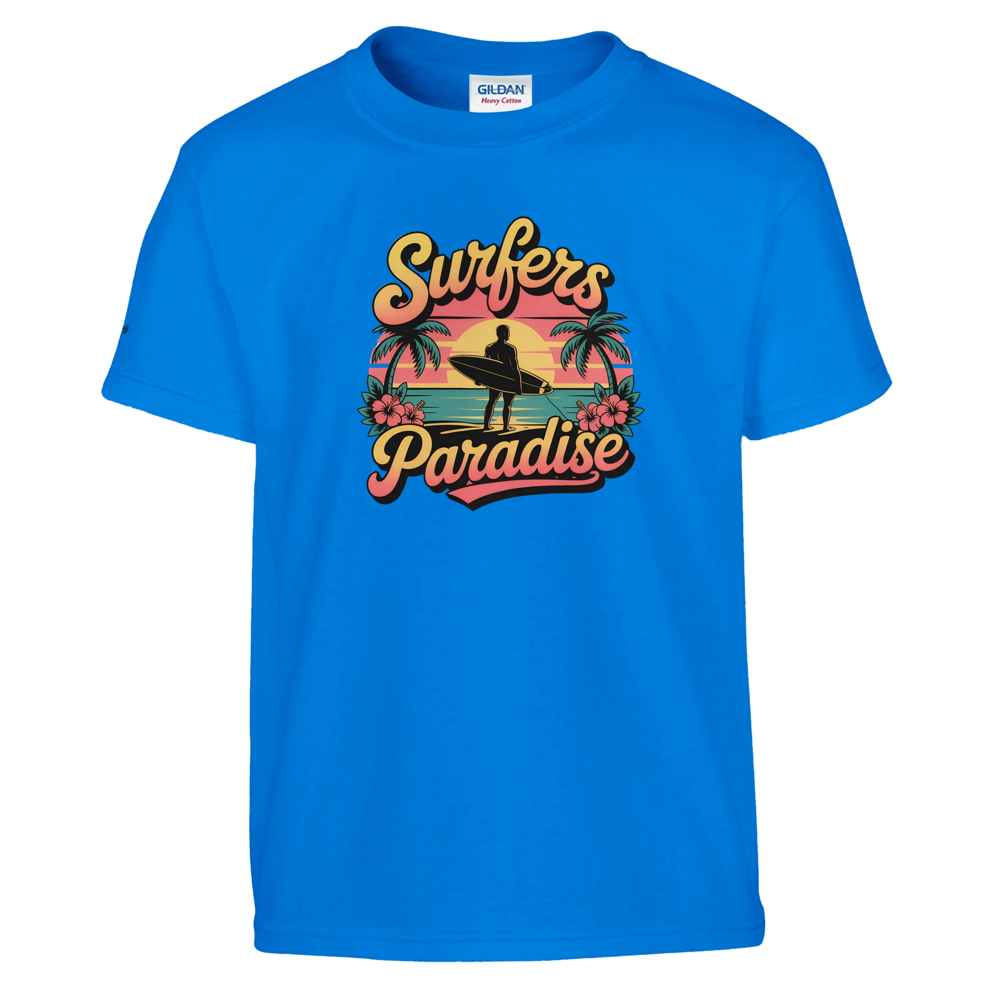 Little Surfer Beach Kids T-Shirt flat lay - All Teez