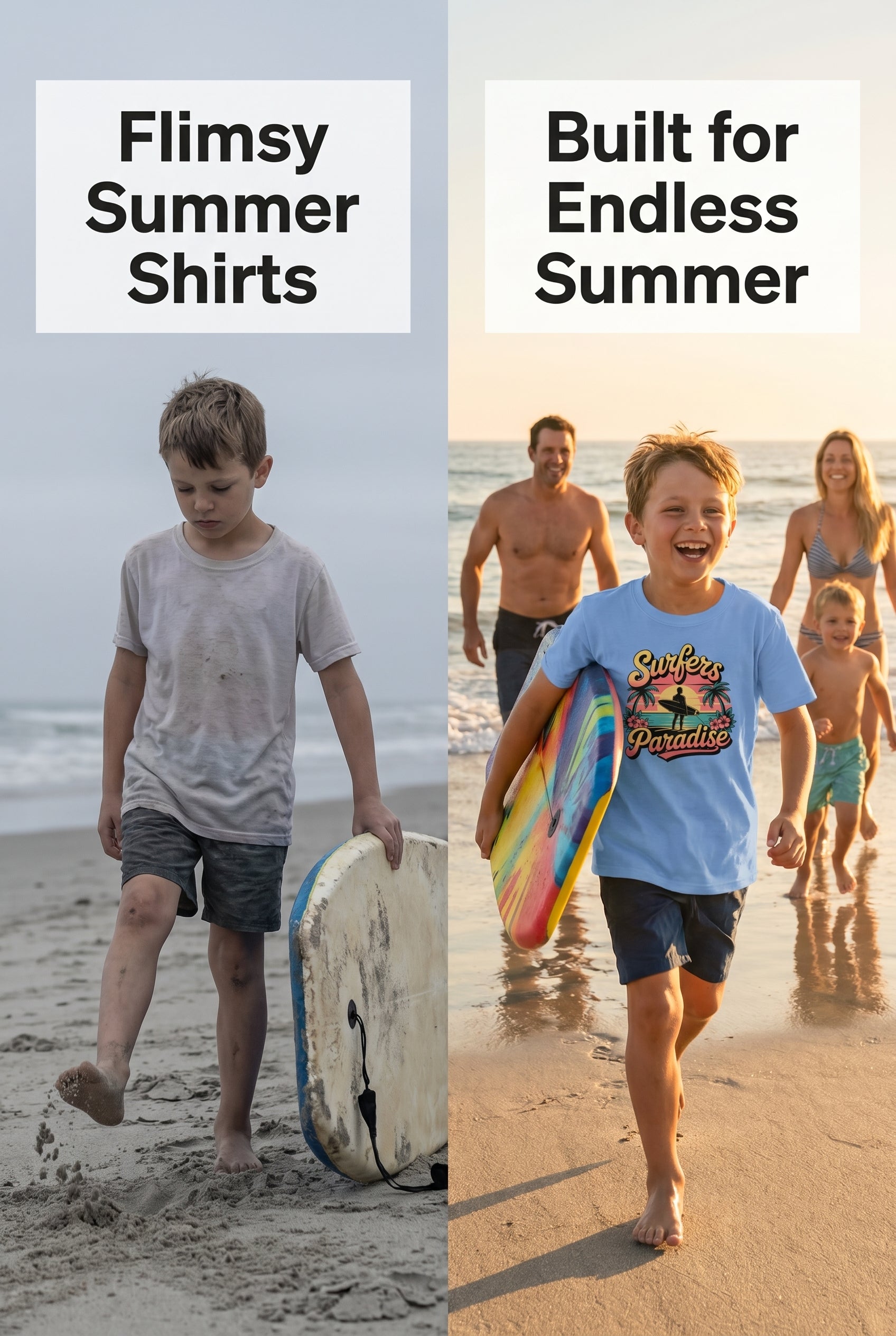 Little Surfer Beach T-Shirt | Kids Graphic Tee for Beach Lovers