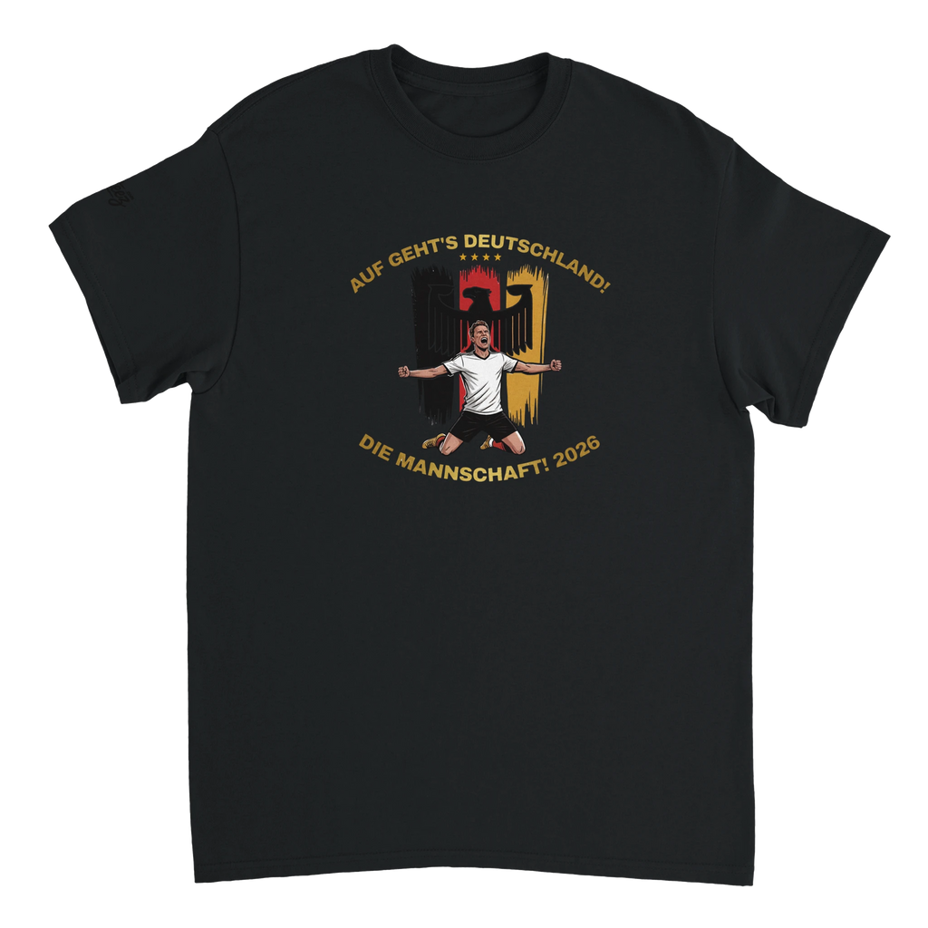 Germany soccer Die Mannschaft watercolor art graphic tee - black red gold 4 stars Summer 2026 design