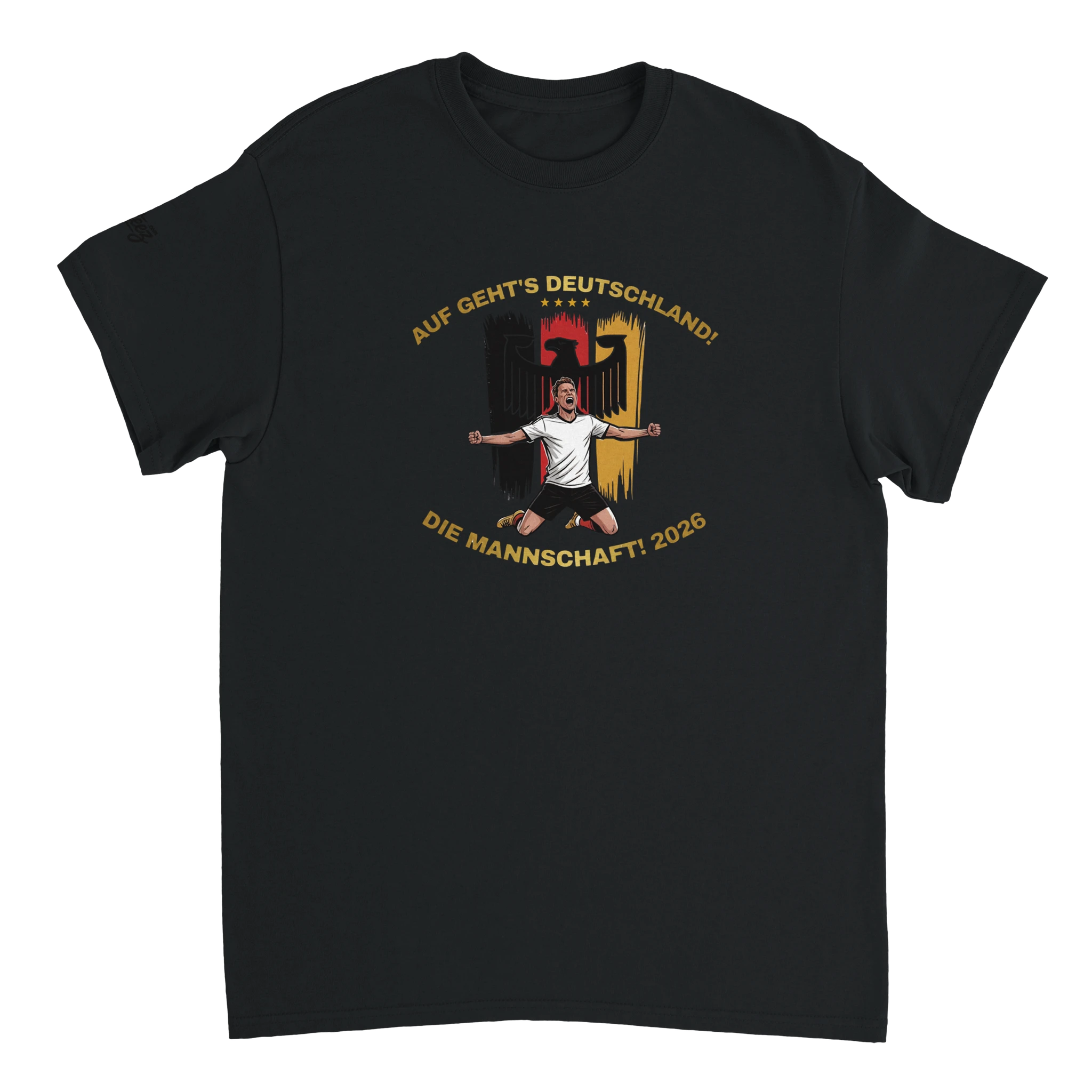 Germany soccer Die Mannschaft watercolor art graphic tee - black red gold 4 stars Summer 2026 design