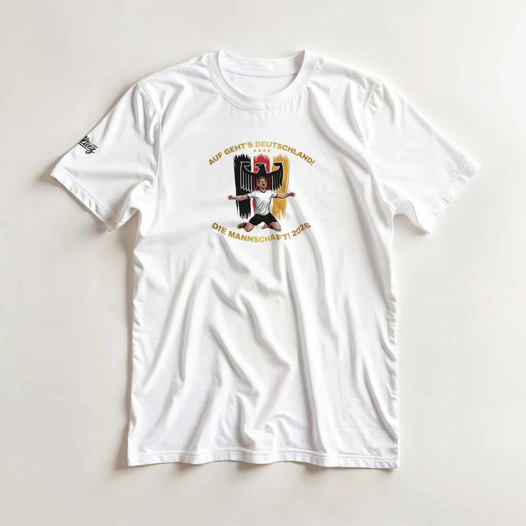 Germany soccer Die Mannschaft watercolor art graphic tee - black red gold 4 stars Summer 2026 design