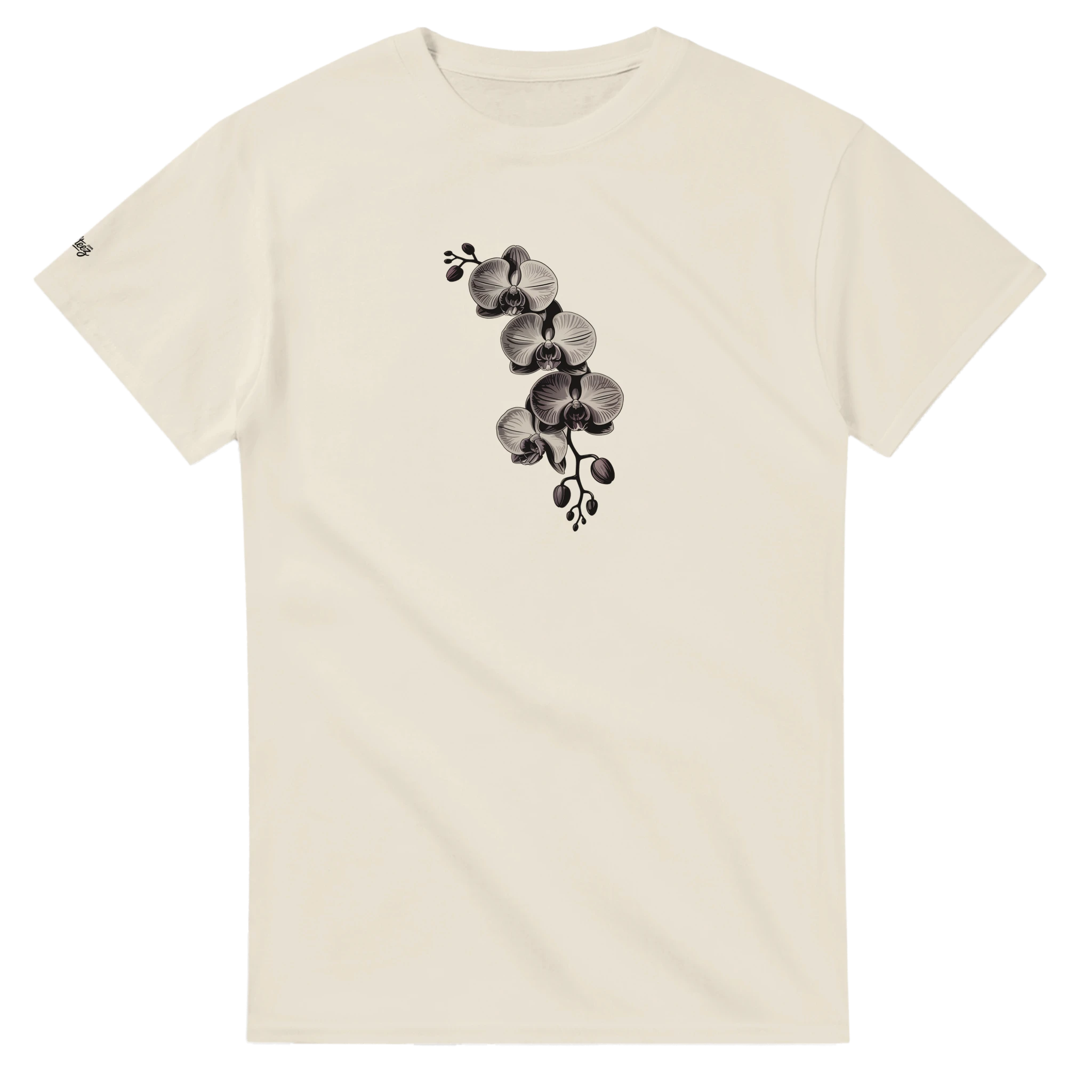 Orchid Floral Print T-Shirt flat lay - All Teez