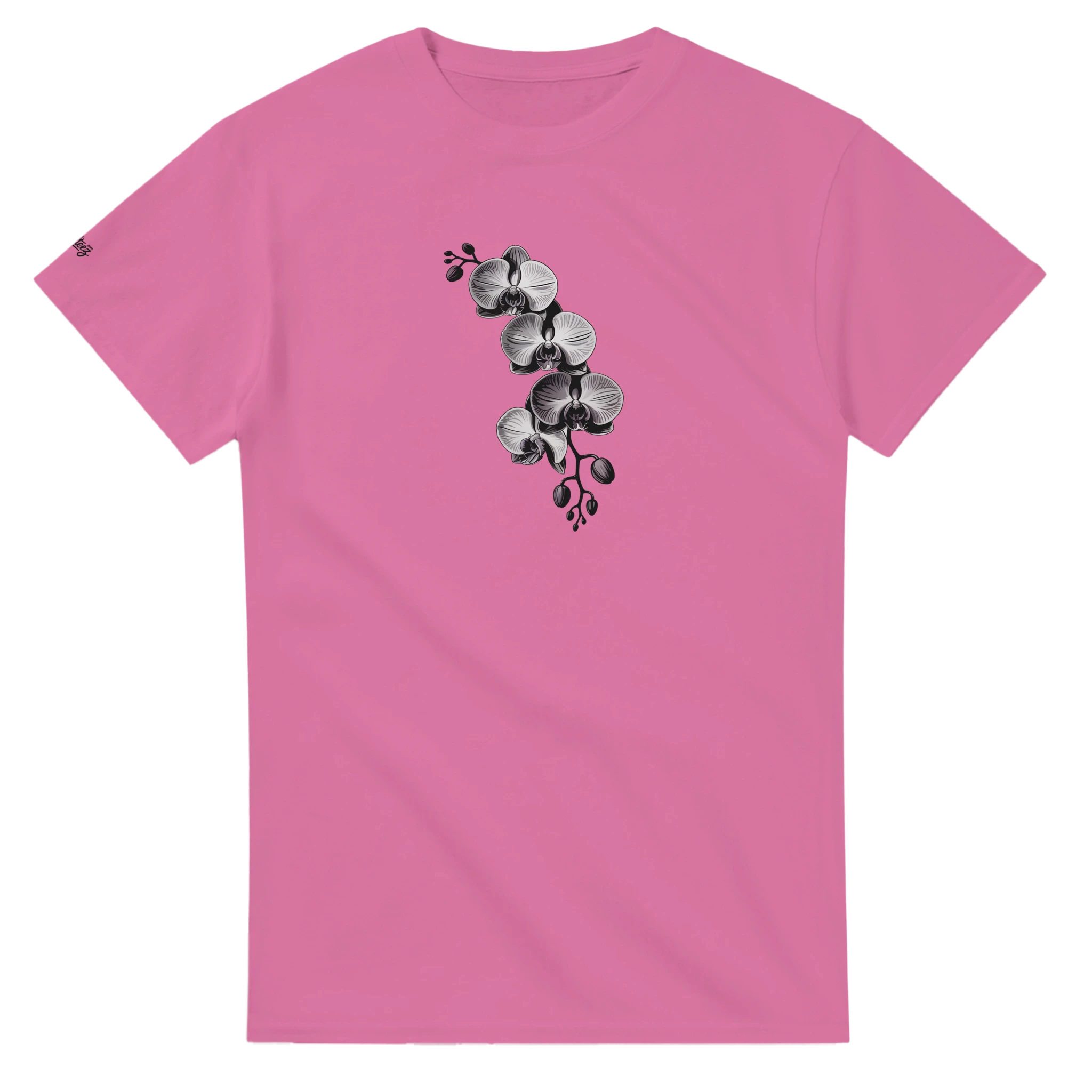 Orchid Floral Print T-Shirt print close-up - All Teez