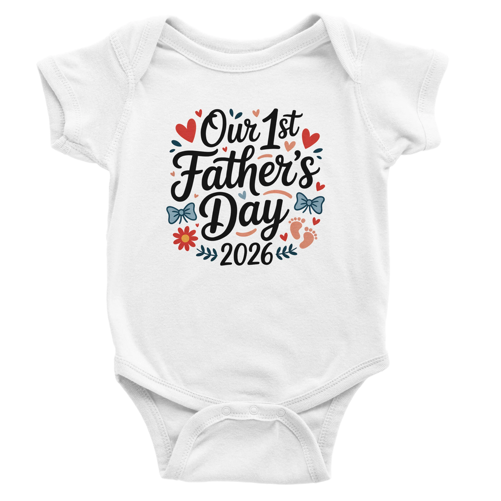 Baby Girl and Dad First Fathers Day Onesie mockup view - All Teez
