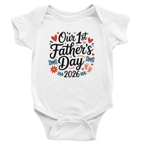 Baby Girl and Dad First Fathers Day Onesie mockup view - All Teez