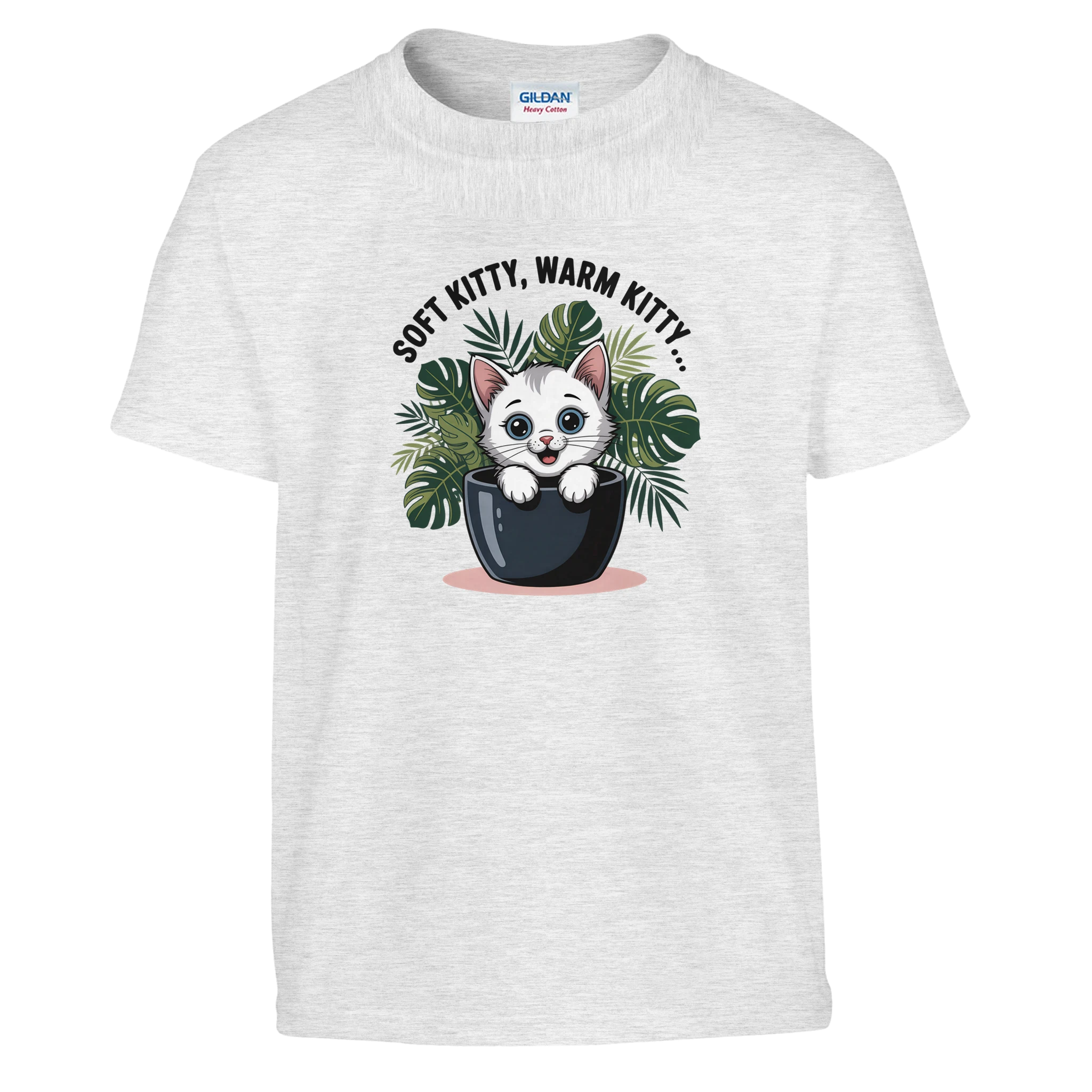 Cute Kitten Graphic Youth Soft Heavyweight Cotton T-Shirt - All Teez