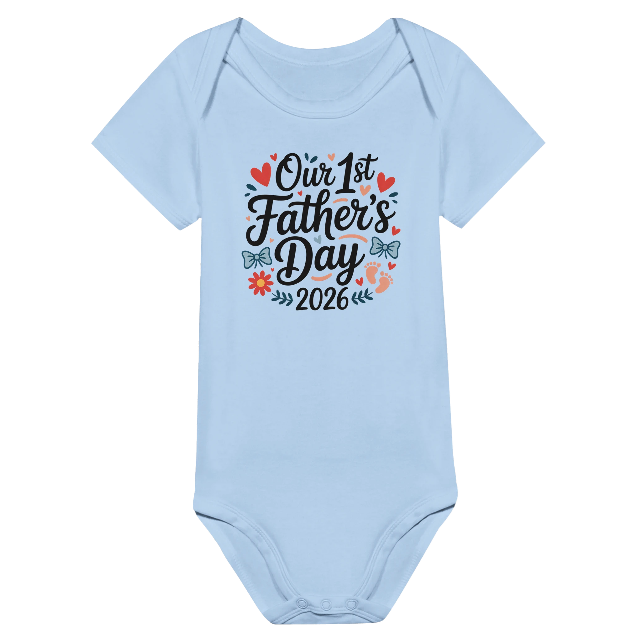 Baby Girl and Dad First Fathers Day Onesie flat lay - All Teez