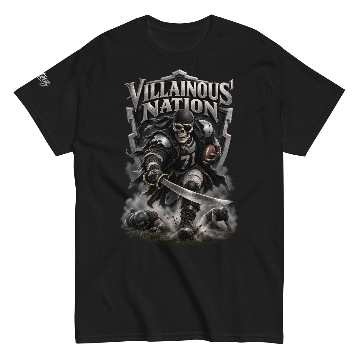 Black Villainous1 Nation graphic T-shirt featuring the Villainous1 Nation front design.