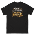Rise to Grind Grind to Shine motivational graphic with bold distressed typography, cracked metallic textures and gold accents