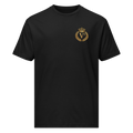 Product Villainous¹ Distressed black graphic tee with antique gold V¹ crown and laurel crest on the front