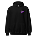 Laurie and Todd Alzheimer’s awareness black hoodie with purple HOPE heart left chest graphic