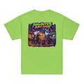 Kids Halloween T-shirt featuring a colorful neon Haunted Arcade monster gaming graphic