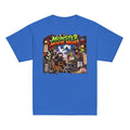 Kids Halloween T-shirt featuring classic monsters filming a spooky Monster Movie Night scene